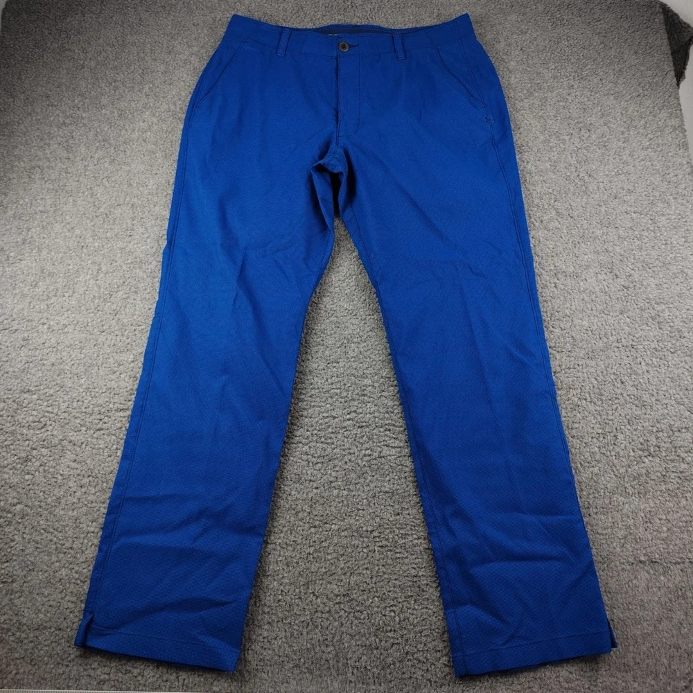 Under Armour Golf Pants Men 36x32 Loose Stretch Blue Performance Houndstooth EUC